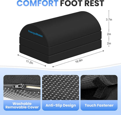 Foot Rest Under Desk, 3-Height Adjustable Foot Stool, Black
