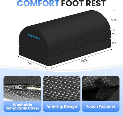 Foot Rest Under Desk, 3-Height Adjustable Foot Stool, Black