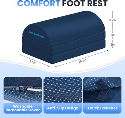 Foot Rest Under Desk, 3-Height Adjustable Foot Stool, Black