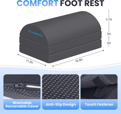 Foot Rest Under Desk, 3-Height Adjustable Foot Stool, Black