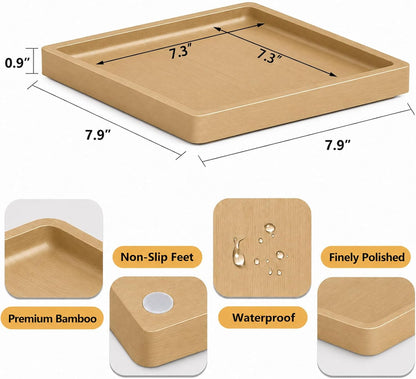 Small Bathroom Vanity Tray for Countertop Makeup Perfume Jewelry Decor Candle Keys, Small Black Kitchen Tray for Soap Dispenser Spice Bamboo Toilet Tray 7.9" L x 4" W x 0.79" H