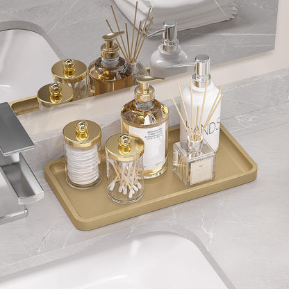 Small Bathroom Vanity Tray for Countertop Makeup Perfume Jewelry Decor Candle Keys, Small Black Kitchen Tray for Soap Dispenser Spice Bamboo Toilet Tray 7.9" L x 4" W x 0.79" H