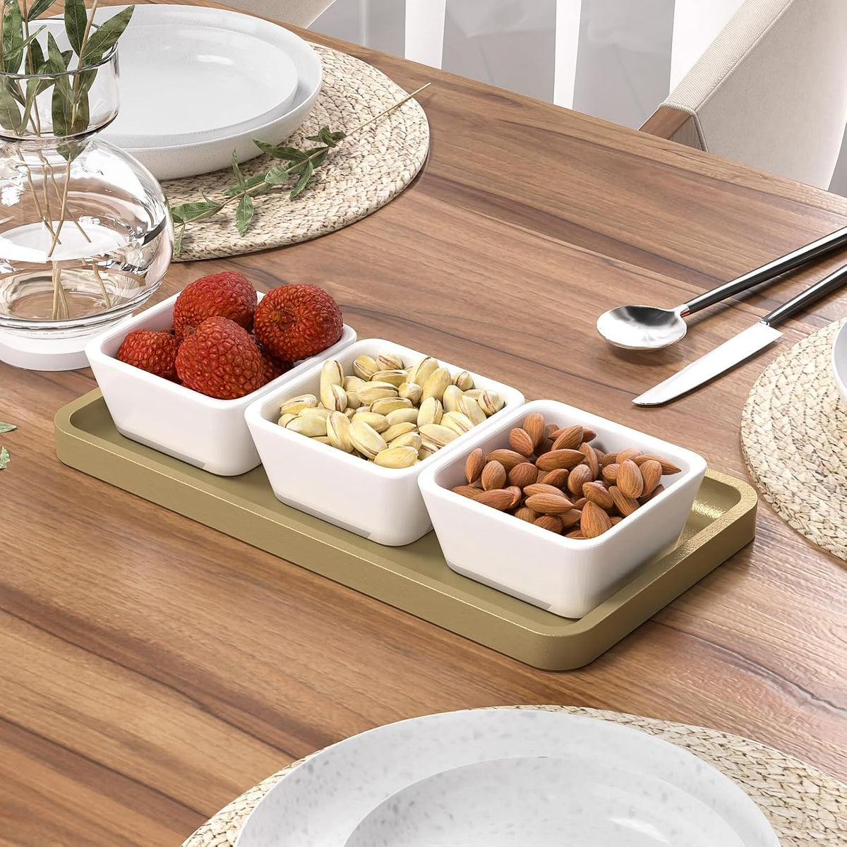 Small Bathroom Vanity Tray for Countertop Makeup Perfume Jewelry Decor Candle Keys, Small Black Kitchen Tray for Soap Dispenser Spice Bamboo Toilet Tray 7.9" L x 4" W x 0.79" H