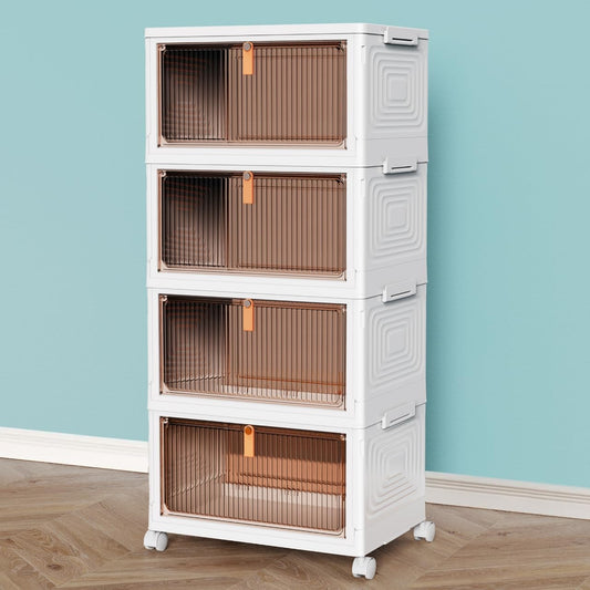 4 Tier Plastic Storage Bins with Lid 23QT - Stackable Storage Bins