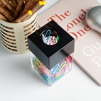 ® Extra Large Magnetic Paper Clip Dispenser – 500 Clip Capacity, Heavy-Duty Magnetic Desktop Organizer for Office, Home Office & School Supplies – Efficient Organization,Black,2-Pack