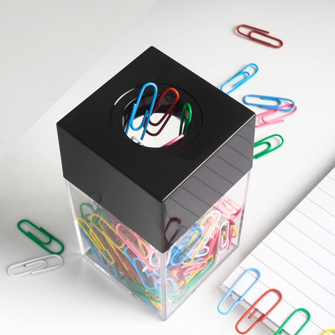 ® Extra Large Magnetic Paper Clip Dispenser – 500 Clip Capacity, Heavy-Duty Magnetic Desktop Organizer for Office, Home Office & School Supplies – Efficient Organization,Black,2-Pack