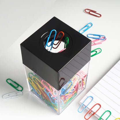 ® Extra Large Magnetic Paper Clip Dispenser – 500 Clip Capacity, Heavy-Duty Magnetic Desktop Organizer for Office, Home Office & School Supplies – Efficient Organization,Black,2-Pack