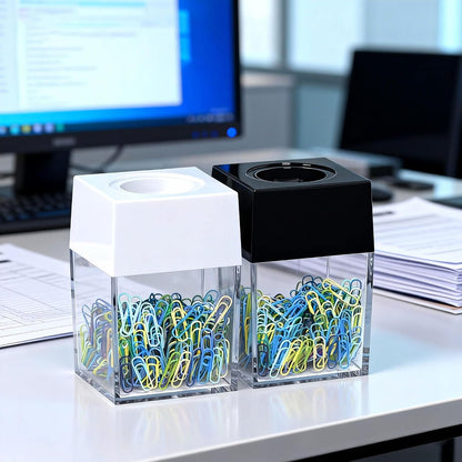 ® Extra Large Magnetic Paper Clip Dispenser – 500 Clip Capacity, Heavy-Duty Magnetic Desktop Organizer for Office, Home Office & School Supplies – Efficient Organization,Black,2-Pack