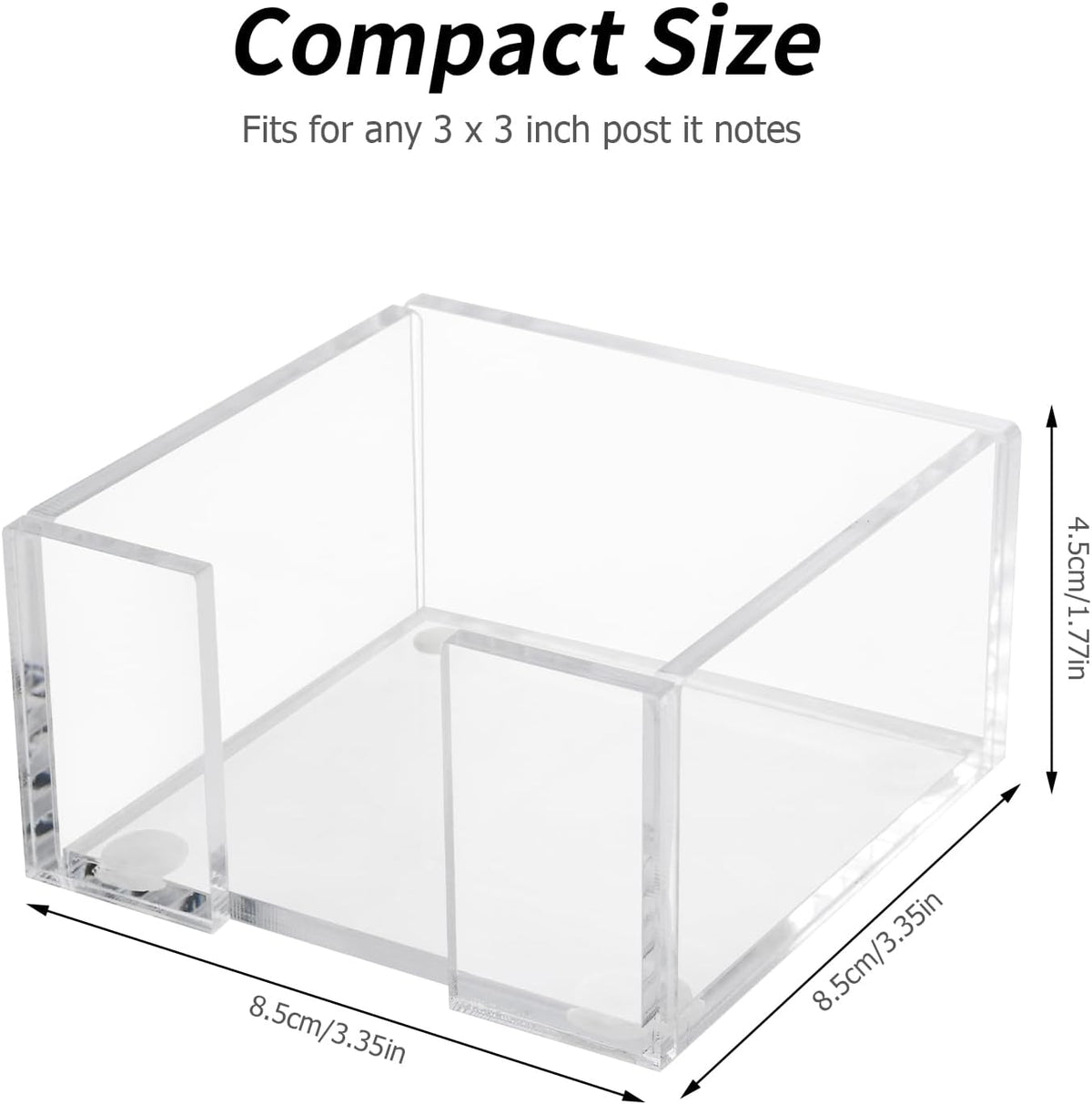 Acrylic Sticky Note Holder, 3 x 3 Crystal Clear Acrylic Notepad Holder Sticky Note Dispenser for Dorm Room and Office Desk Organizer