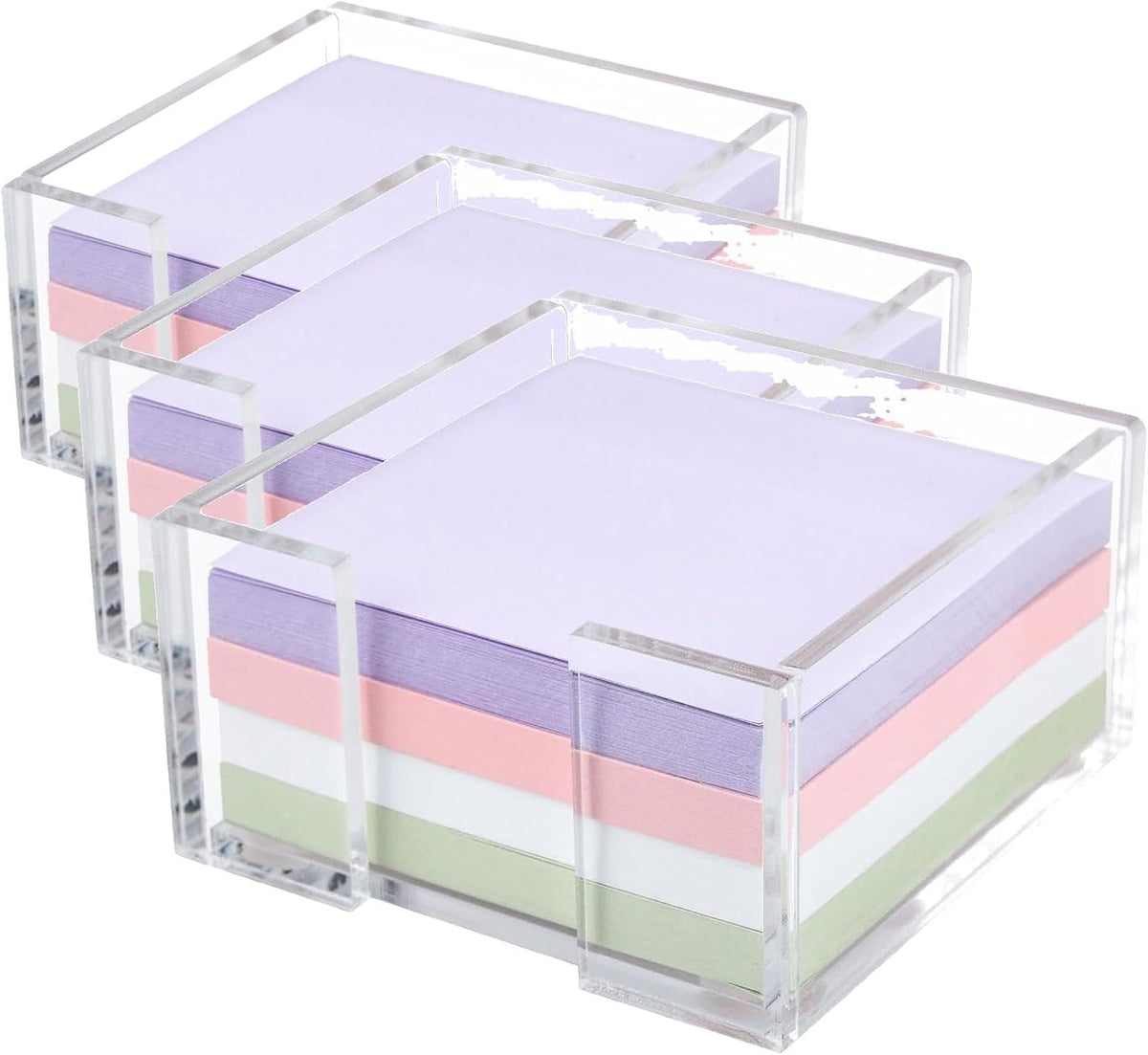 Acrylic Sticky Note Holder, 3 x 3 Crystal Clear Acrylic Notepad Holder Sticky Note Dispenser for Dorm Room and Office Desk Organizer