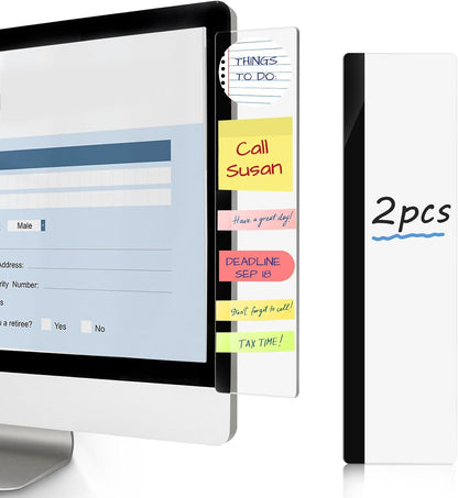 2 Pcs 11" x 3.1" Transparent Acrylic Monitor Memo Board