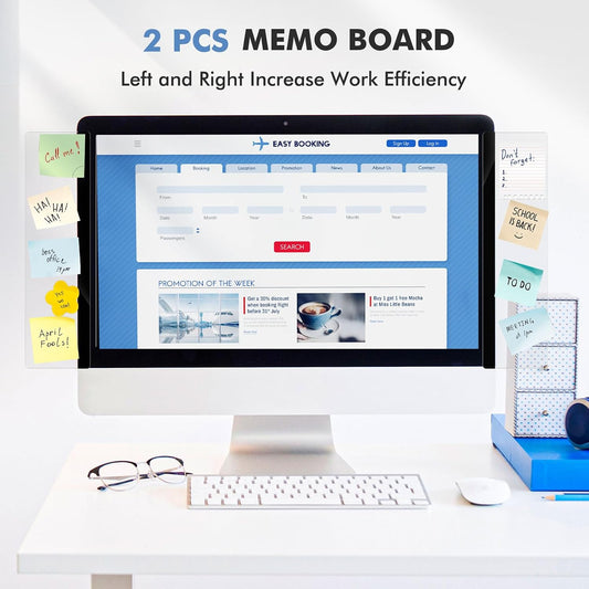 2 Pcs 11" x 3.1" Transparent Acrylic Monitor Memo Board