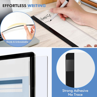 2 Pcs 11" x 3.1" Transparent Acrylic Monitor Memo Board