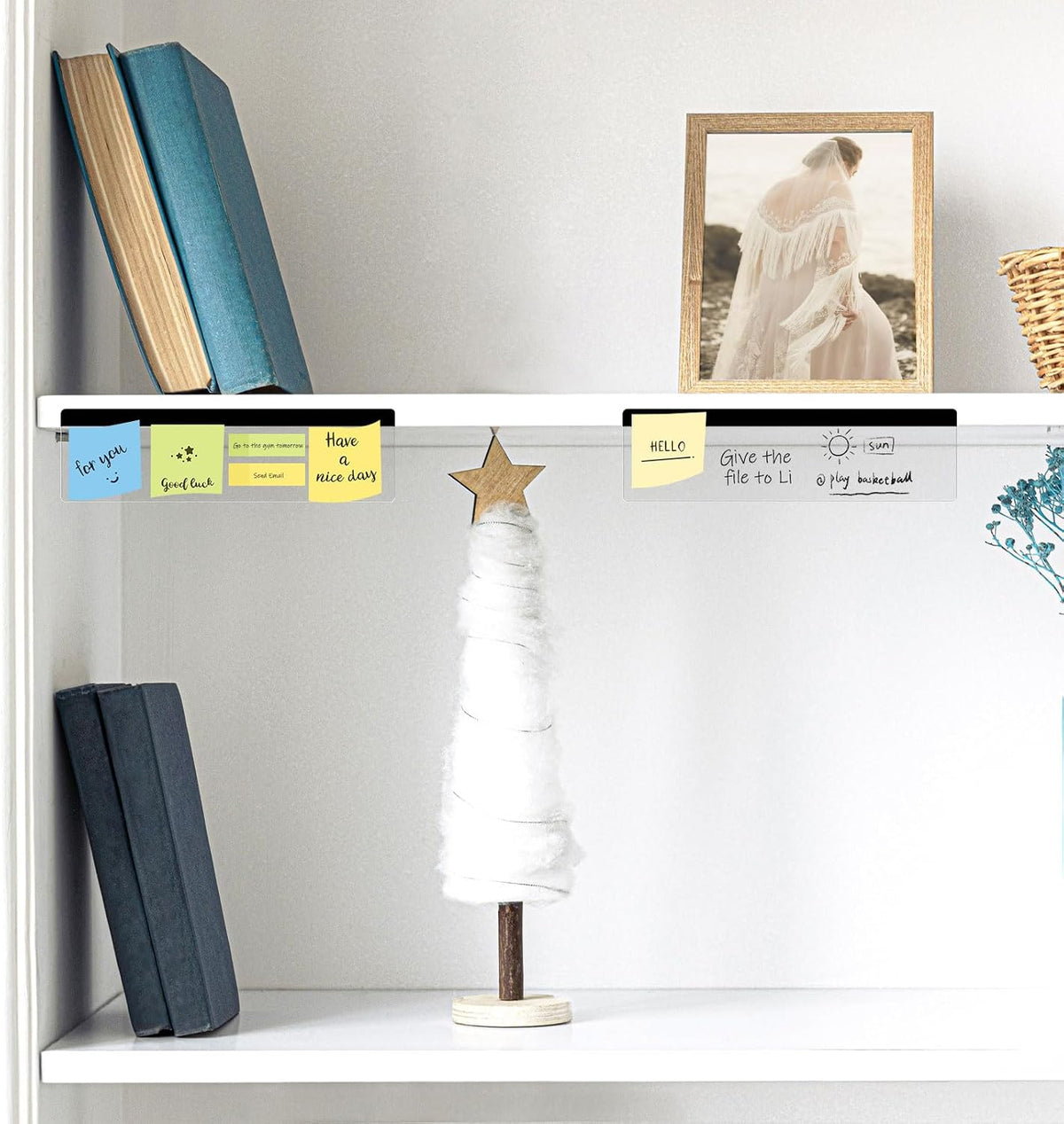 2 Pcs 11" x 3.1" Transparent Acrylic Monitor Memo Board