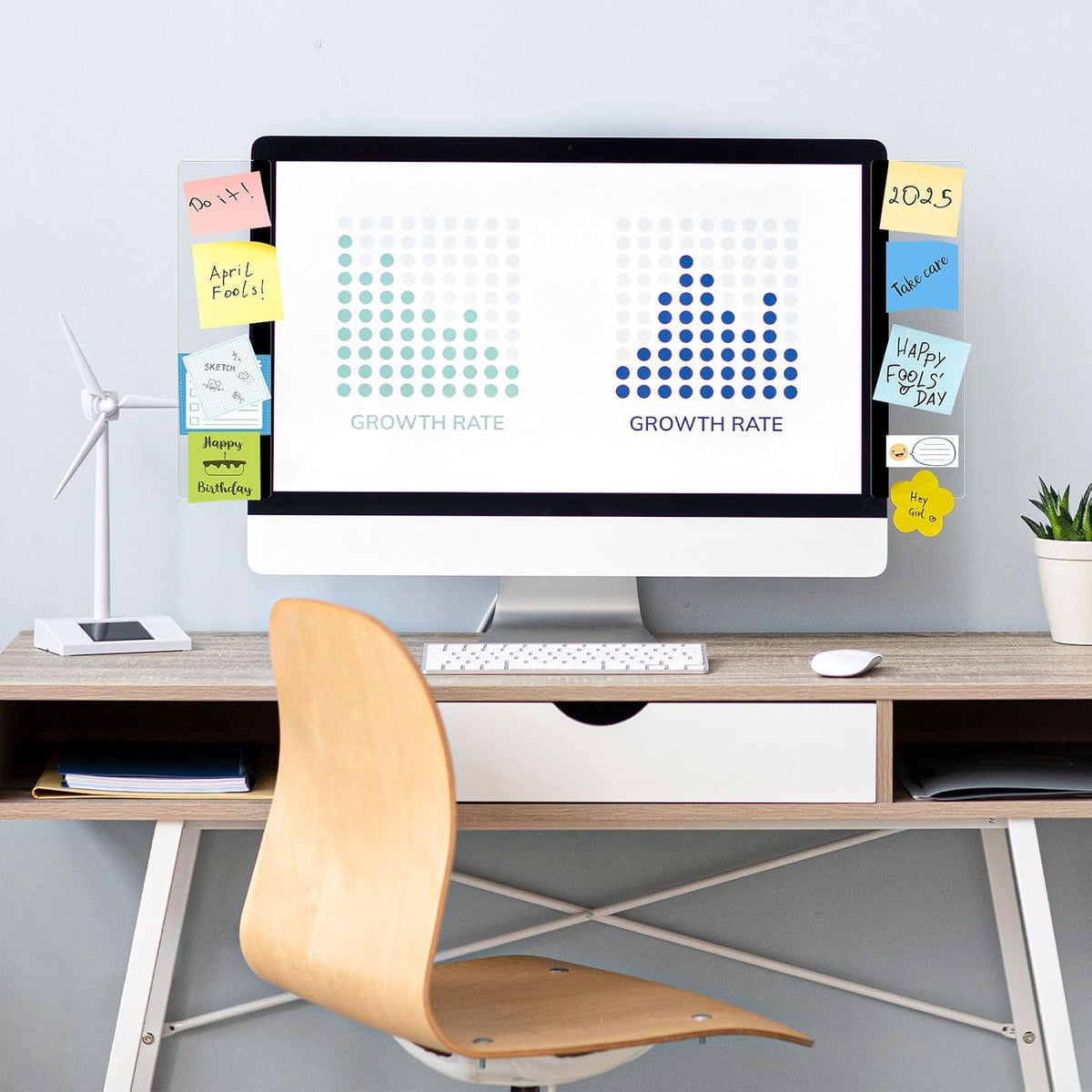 2 Pcs 11" x 3.1" Transparent Acrylic Monitor Memo Board