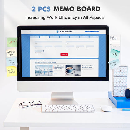 2 Pcs 11" x 3.1" Transparent Acrylic Monitor Memo Board