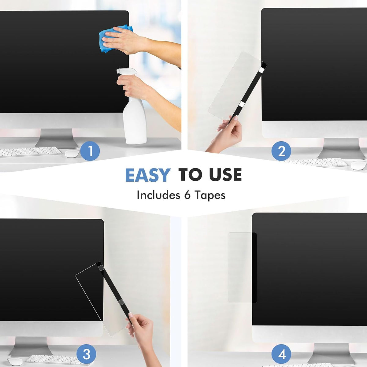 2 Pcs 11" x 3.1" Transparent Acrylic Monitor Memo Board