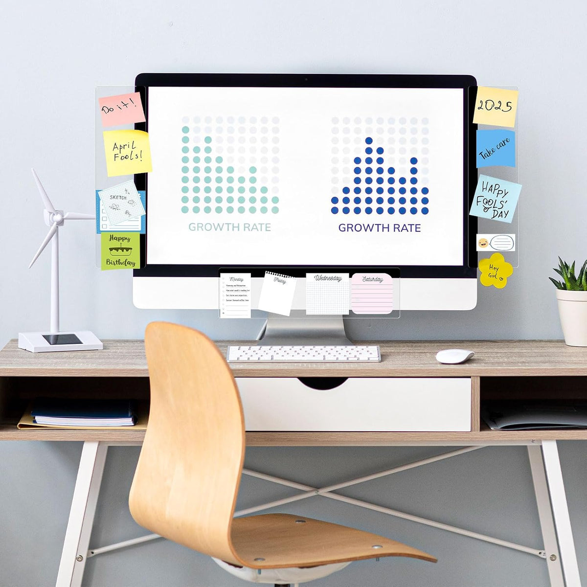 2 Pcs 11" x 3.1" Transparent Acrylic Monitor Memo Board