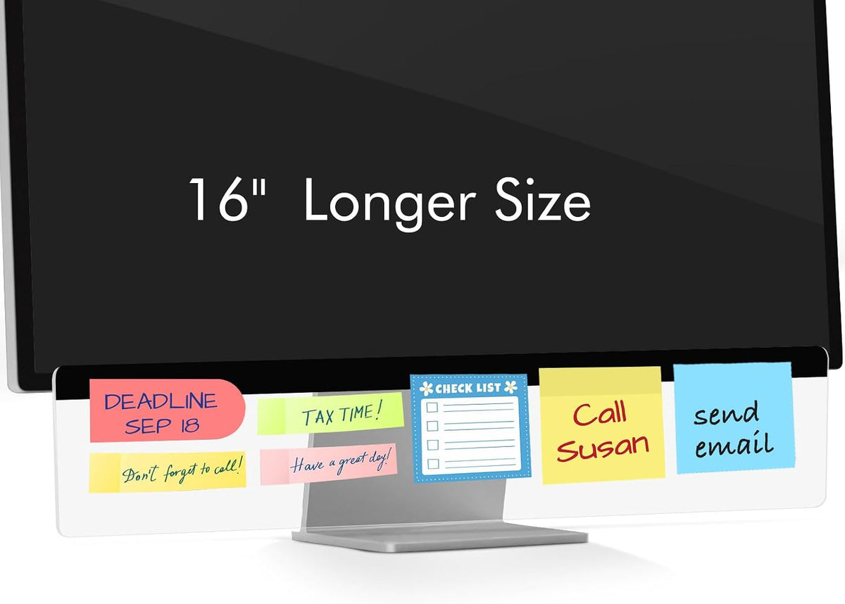 2 Pcs 11" x 3.1" Transparent Acrylic Monitor Memo Board