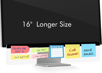 2 Pcs 11" x 3.1" Transparent Acrylic Monitor Memo Board