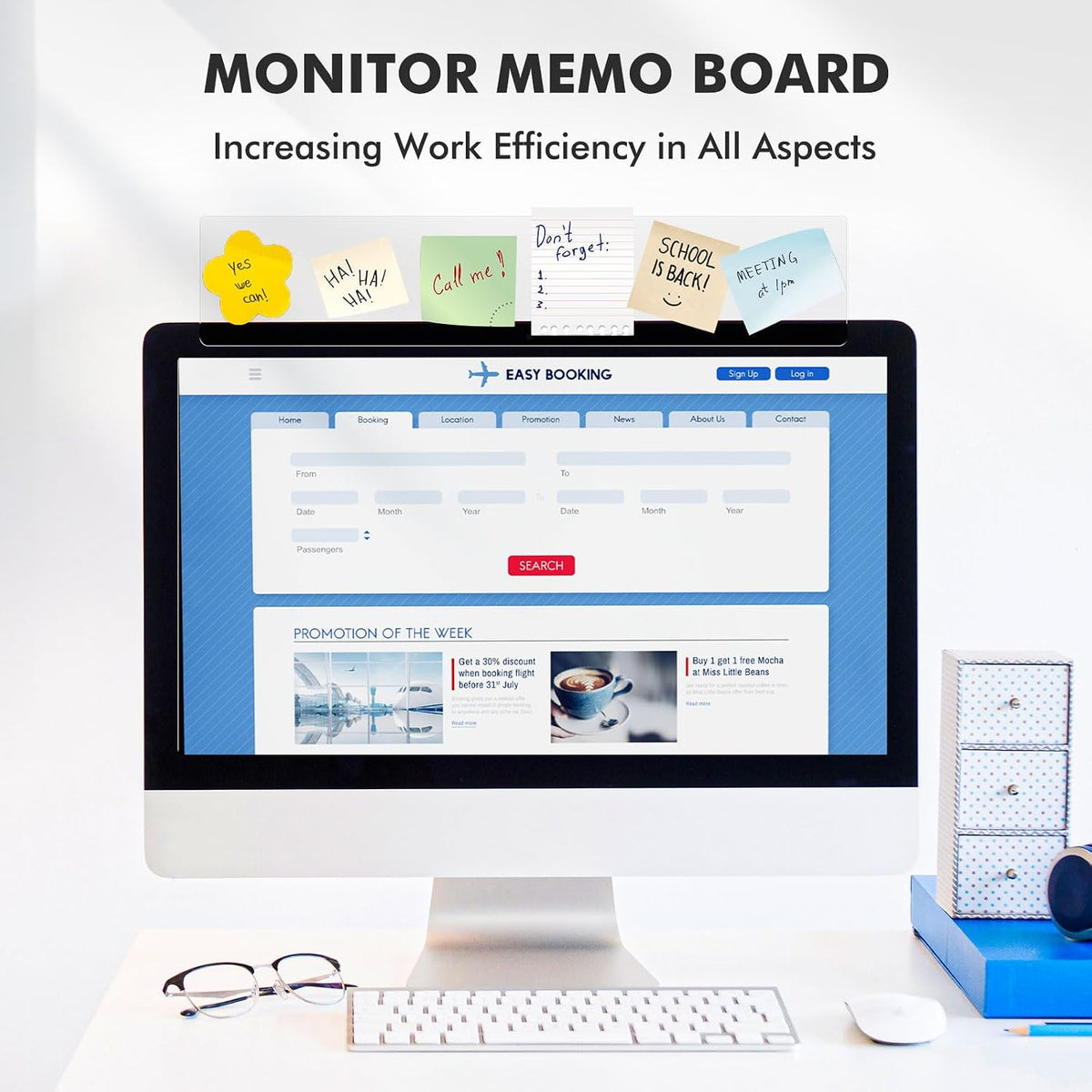 2 Pcs 11" x 3.1" Transparent Acrylic Monitor Memo Board
