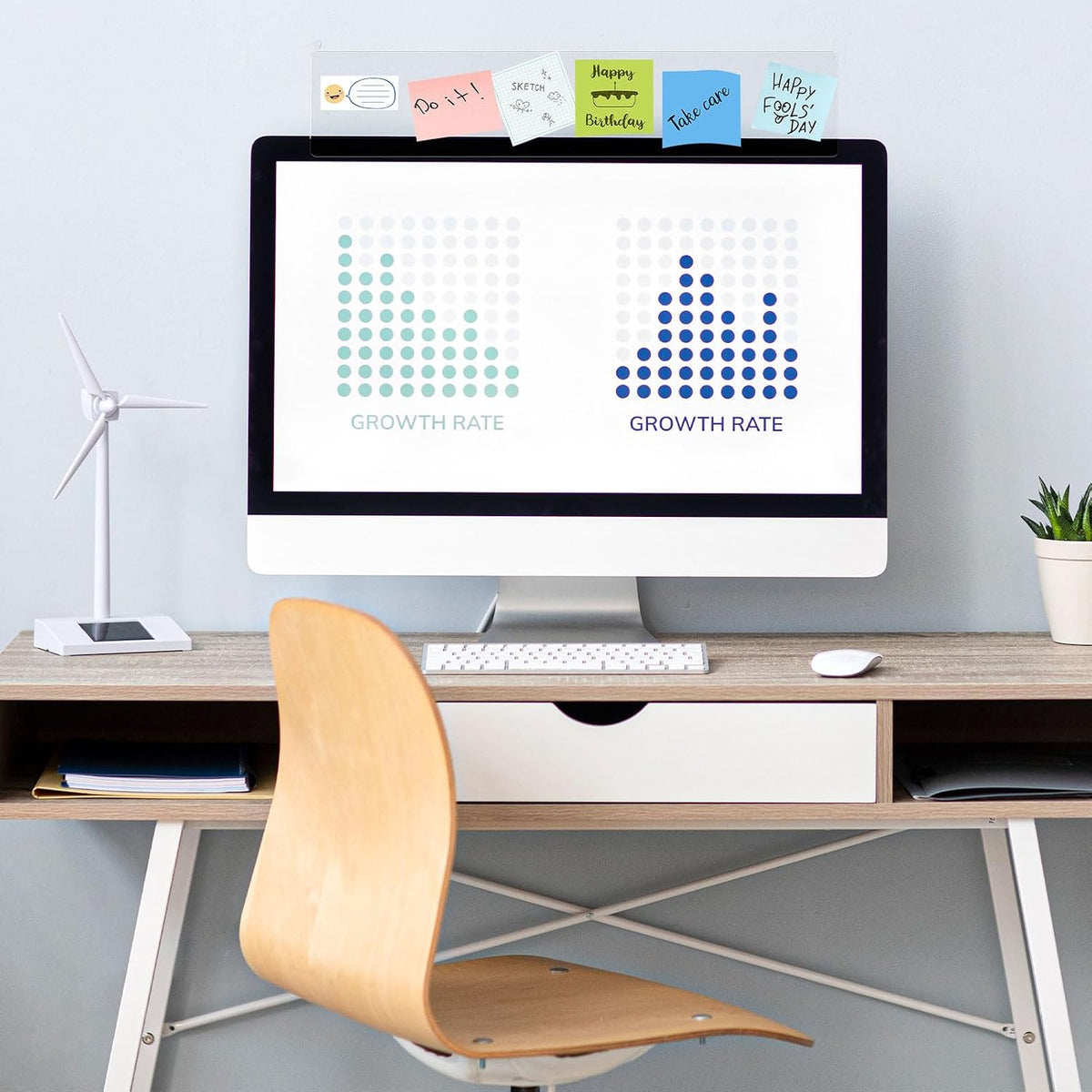 2 Pcs 11" x 3.1" Transparent Acrylic Monitor Memo Board