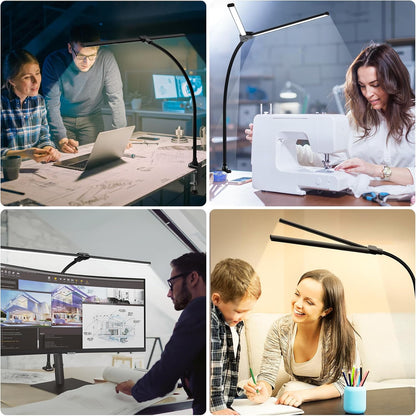 LED Desk Lamp for Home Office, Ultra Bright Clamp Light with Flexible Gooseneck, 25 Lighting Modes, Eye-Caring Architect Lamp for Dual Monitors, Reading & Gaming Setup