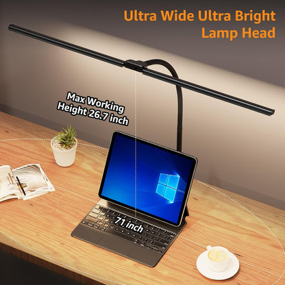 LED Desk Lamp for Home Office, Ultra Bright Clamp Light with Flexible Gooseneck, 25 Lighting Modes, Eye-Caring Architect Lamp for Dual Monitors, Reading & Gaming Setup