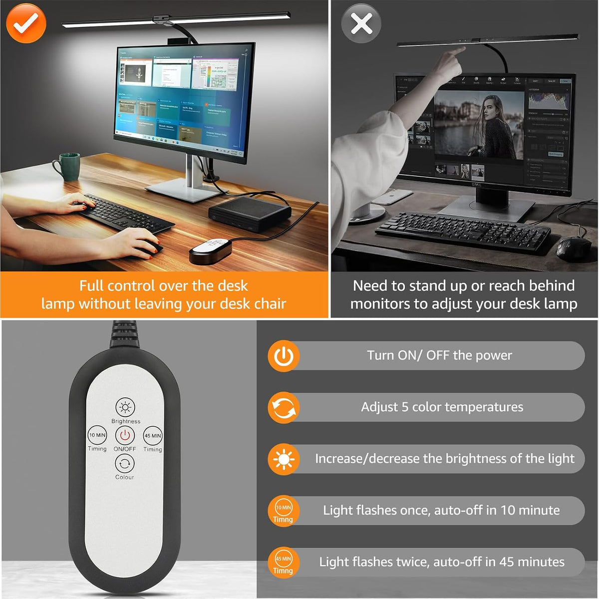 LED Desk Lamp for Home Office, Ultra Bright Clamp Light with Flexible Gooseneck, 25 Lighting Modes, Eye-Caring Architect Lamp for Dual Monitors, Reading & Gaming Setup