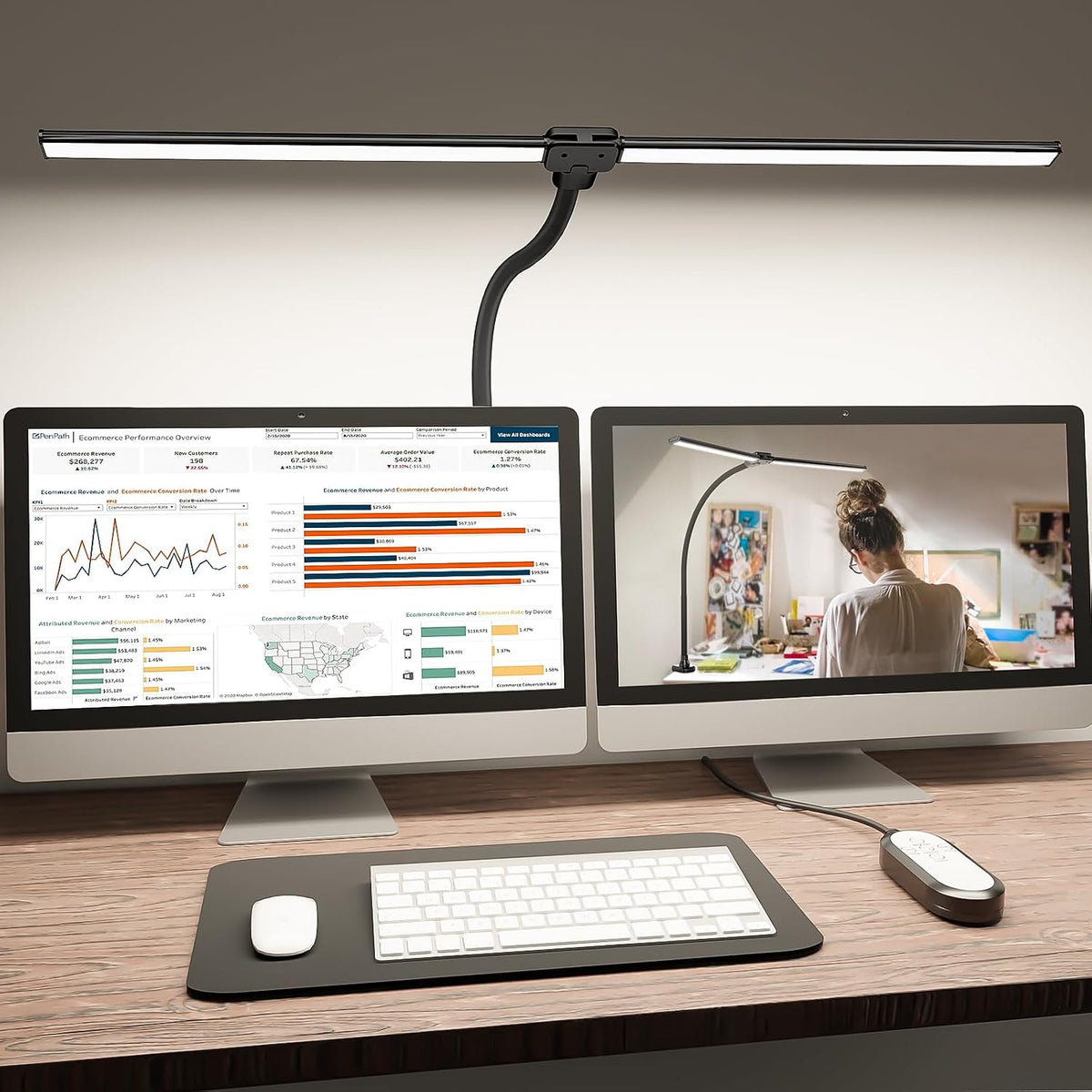 LED Desk Lamp for Home Office, Ultra Bright Clamp Light with Flexible Gooseneck, 25 Lighting Modes, Eye-Caring Architect Lamp for Dual Monitors, Reading & Gaming Setup