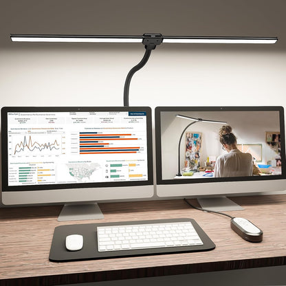 LED Desk Lamp for Home Office, Ultra Bright Clamp Light with Flexible Gooseneck, 25 Lighting Modes, Eye-Caring Architect Lamp for Dual Monitors, Reading & Gaming Setup