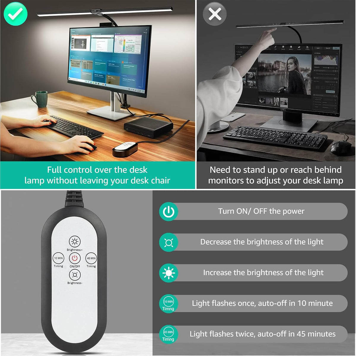 LED Desk Lamp for Home Office, Ultra Bright Clamp Light with Flexible Gooseneck, 25 Lighting Modes, Eye-Caring Architect Lamp for Dual Monitors, Reading & Gaming Setup