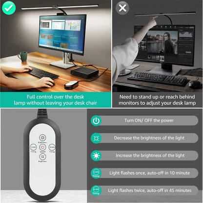 LED Desk Lamp for Home Office, Ultra Bright Clamp Light with Flexible Gooseneck, 25 Lighting Modes, Eye-Caring Architect Lamp for Dual Monitors, Reading & Gaming Setup
