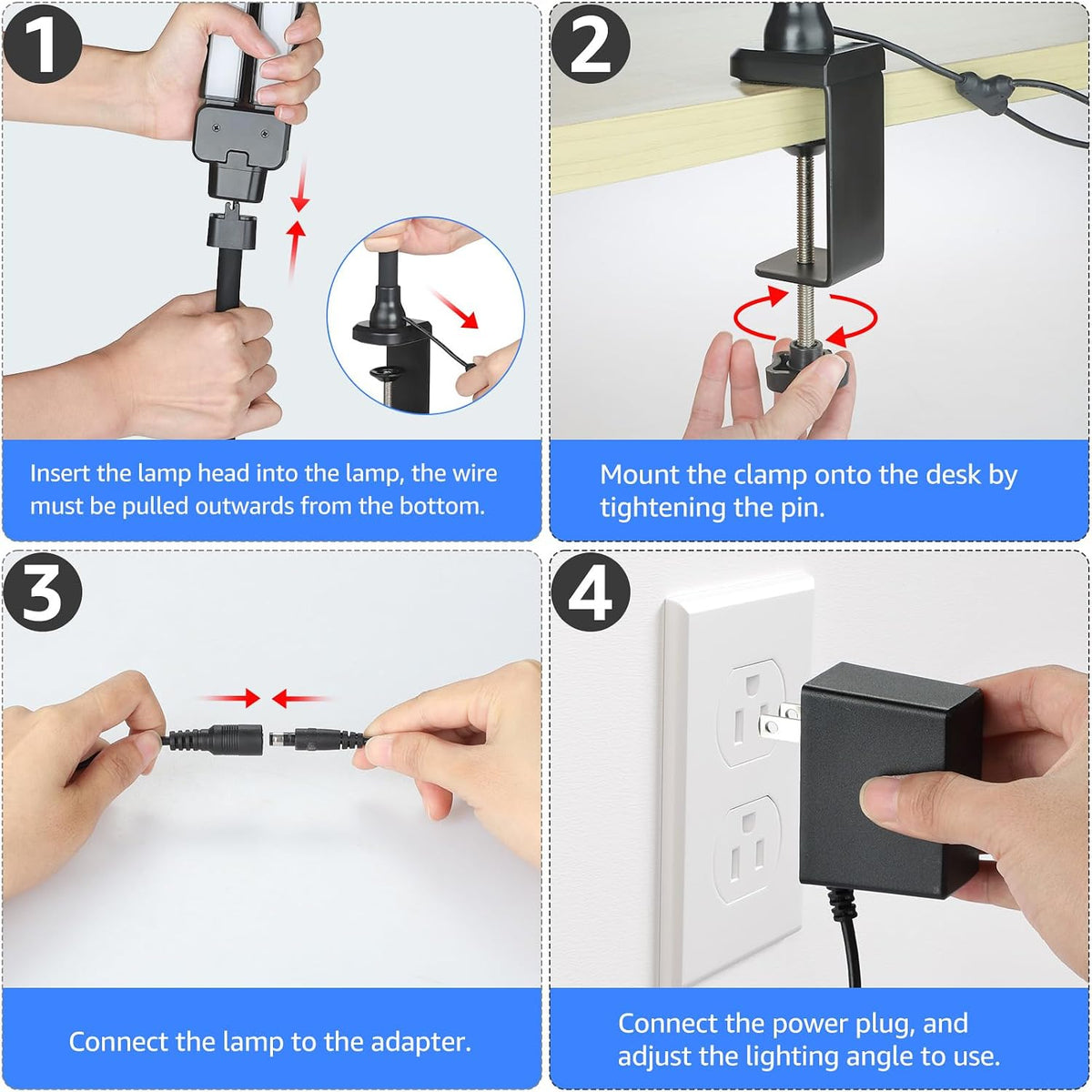 LED Desk Lamp for Home Office, Ultra Bright Clamp Light with Flexible Gooseneck, 25 Lighting Modes, Eye-Caring Architect Lamp for Dual Monitors, Reading & Gaming Setup