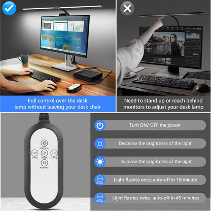 LED Desk Lamp for Home Office, Ultra Bright Clamp Light with Flexible Gooseneck, 25 Lighting Modes, Eye-Caring Architect Lamp for Dual Monitors, Reading & Gaming Setup