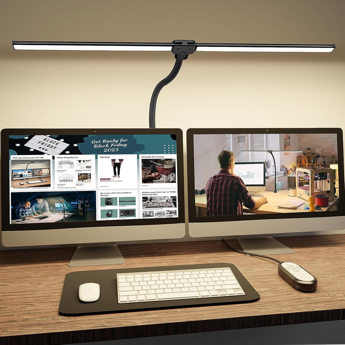 LED Desk Lamp for Home Office, Ultra Bright Clamp Light with Flexible Gooseneck, 25 Lighting Modes, Eye-Caring Architect Lamp for Dual Monitors, Reading & Gaming Setup