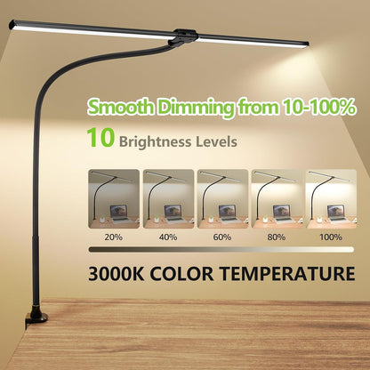 LED Desk Lamp for Home Office, Ultra Bright Clamp Light with Flexible Gooseneck, 25 Lighting Modes, Eye-Caring Architect Lamp for Dual Monitors, Reading & Gaming Setup
