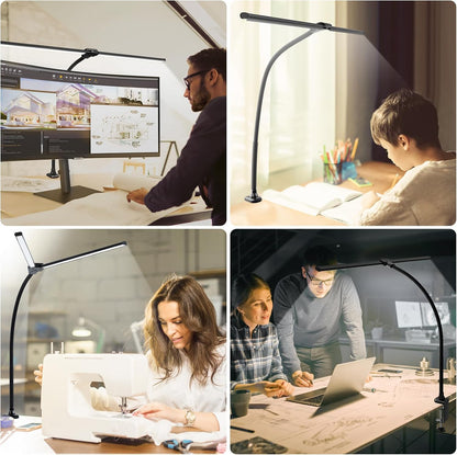 LED Desk Lamp for Home Office, Ultra Bright Clamp Light with Flexible Gooseneck, 25 Lighting Modes, Eye-Caring Architect Lamp for Dual Monitors, Reading & Gaming Setup