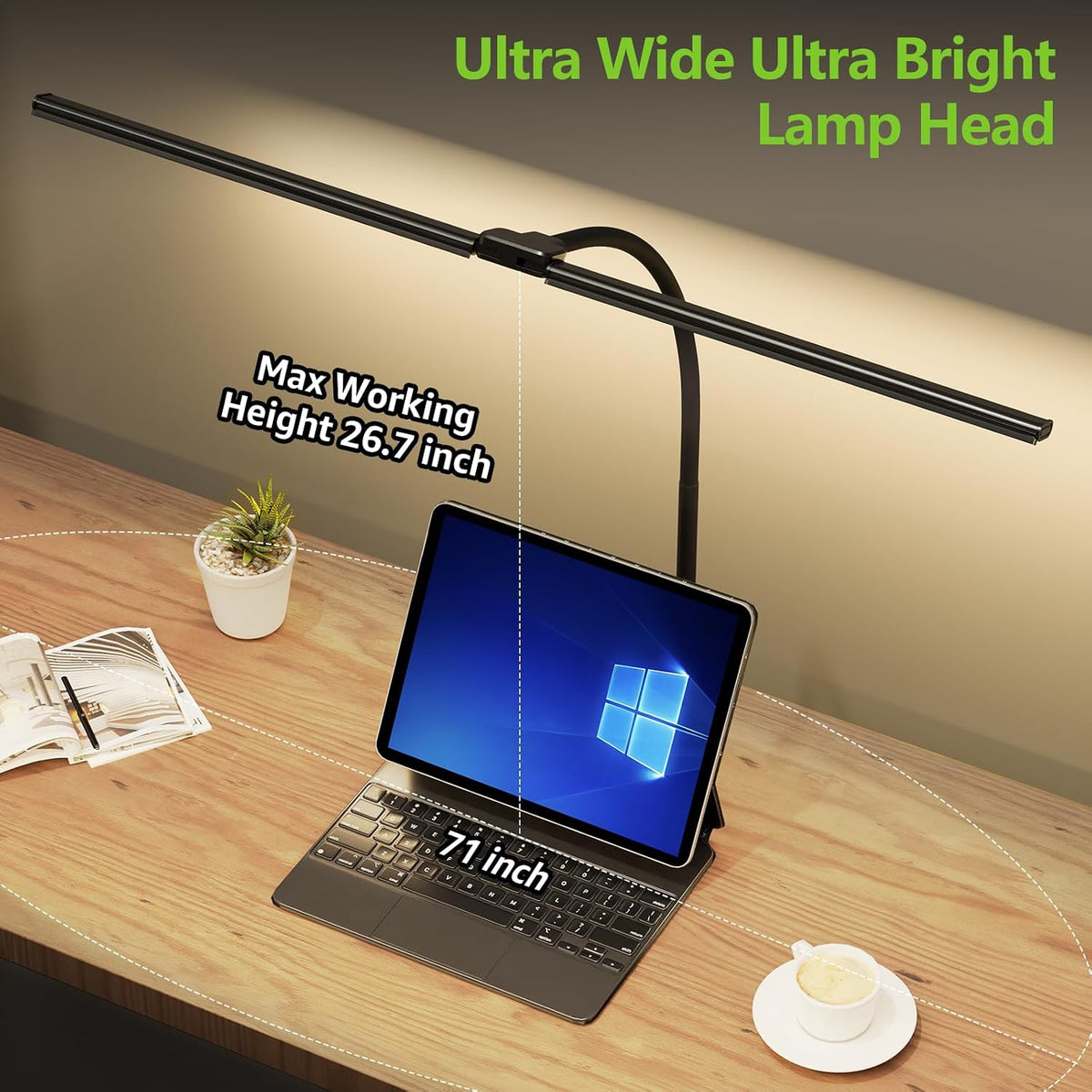 LED Desk Lamp for Home Office, Ultra Bright Clamp Light with Flexible Gooseneck, 25 Lighting Modes, Eye-Caring Architect Lamp for Dual Monitors, Reading & Gaming Setup