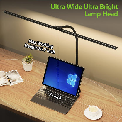 LED Desk Lamp for Home Office, Ultra Bright Clamp Light with Flexible Gooseneck, 25 Lighting Modes, Eye-Caring Architect Lamp for Dual Monitors, Reading & Gaming Setup