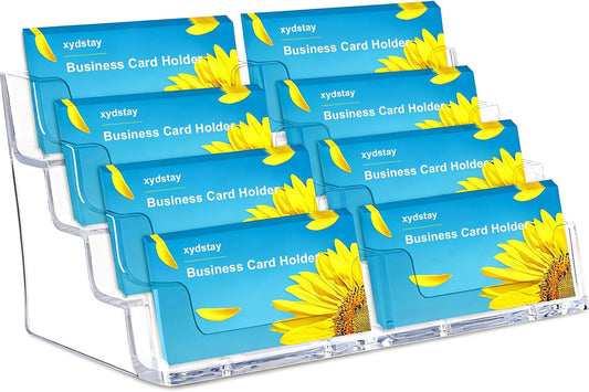 xydstay Acrylic 4-Tier Business Card Holder for Desk with 8 Pockets