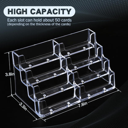 xydstay Acrylic 4-Tier Business Card Holder for Desk with 8 Pockets