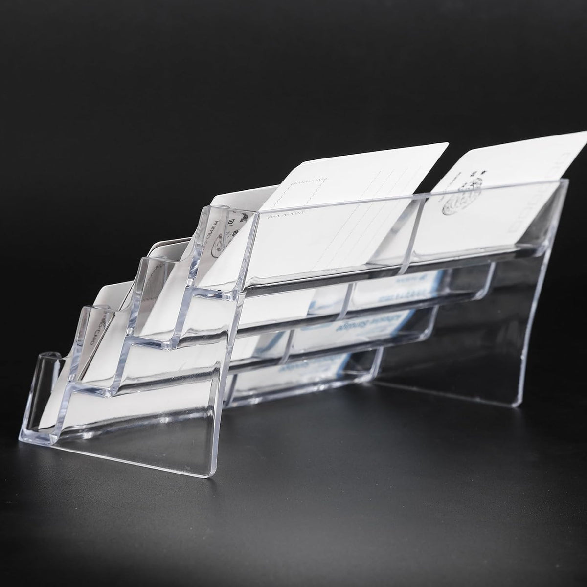 xydstay Acrylic 4-Tier Business Card Holder for Desk with 8 Pockets