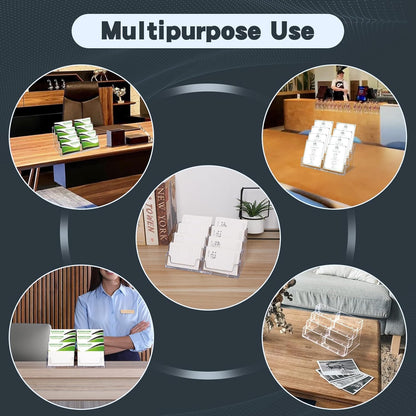 xydstay Acrylic 4-Tier Business Card Holder for Desk with 8 Pockets