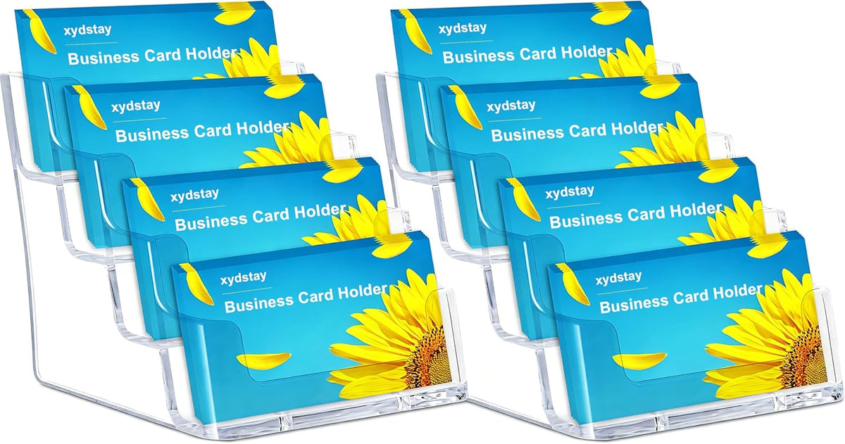 xydstay Acrylic 4-Tier Business Card Holder for Desk with 8 Pockets