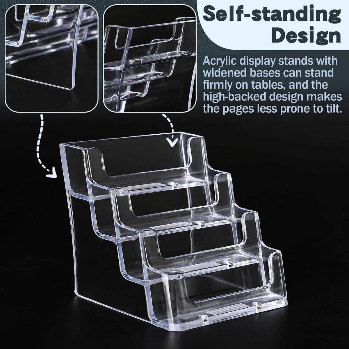 xydstay Acrylic 4-Tier Business Card Holder for Desk with 8 Pockets