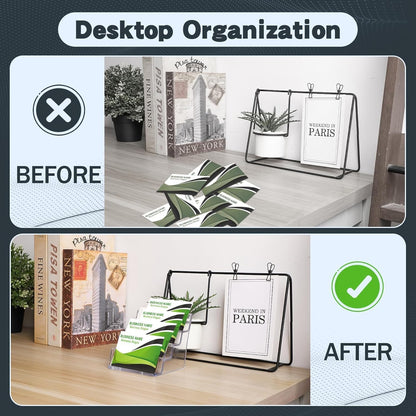xydstay Acrylic 4-Tier Business Card Holder for Desk with 8 Pockets