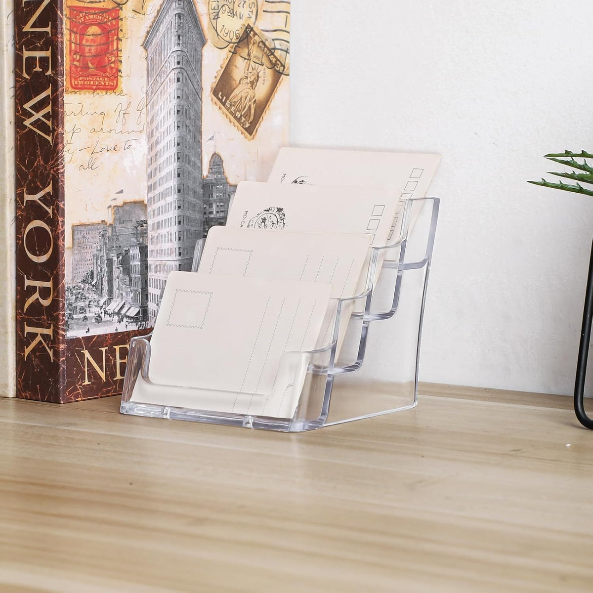 xydstay Acrylic 4-Tier Business Card Holder for Desk with 8 Pockets