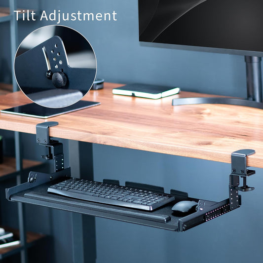 Premium Black Clamp-on 27 x 11 in Keyboard Tray, MOUNT-KB05HT
