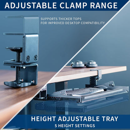 Premium Black Clamp-on 27 x 11 in Keyboard Tray, MOUNT-KB05HT